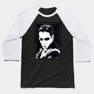 NEO - The Matrix (Black and White) Baseball T-Shirt